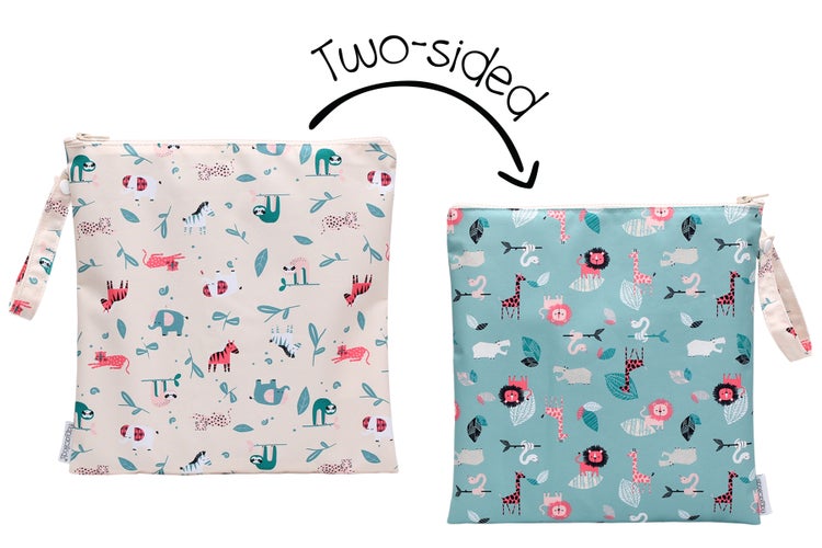 Kaksipuolinen Wet Bag -Pink Zoo